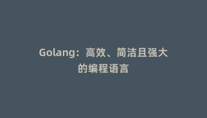 Golang：高效、简洁且强大的编程语言